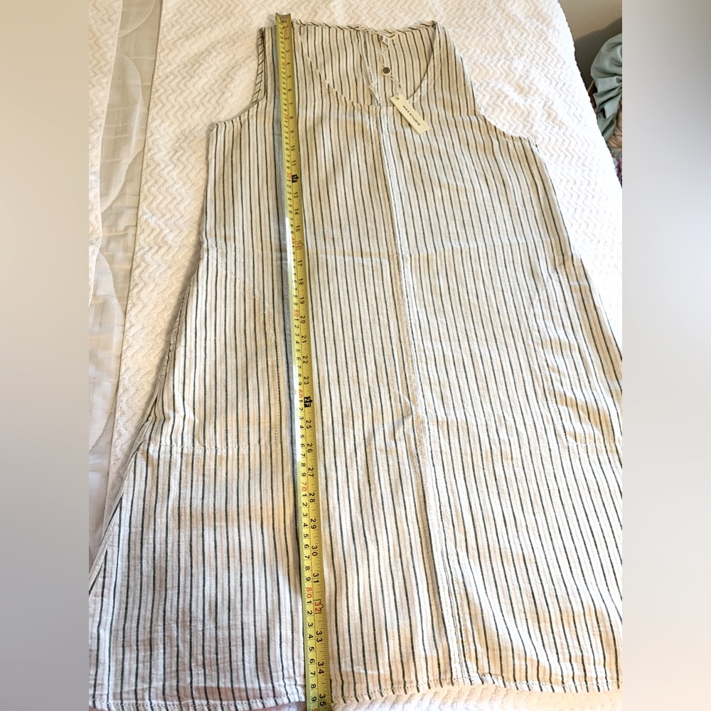Max Studio Dresses | Max Studio, Medium, Linen Dress, Pockets |cream/black/tan - Picture 7 of 10